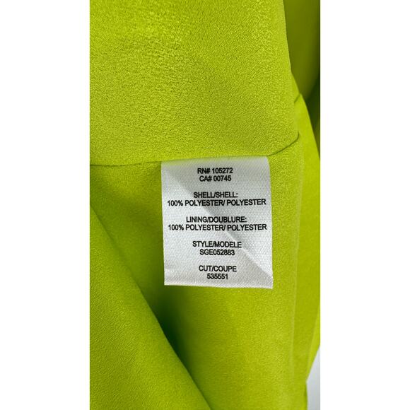 Halston Sleeveless High Neck Drape Front Mini Dress Womens 14 Lime Green New - Picture 7 of 10